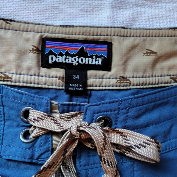 Men's PATAGONIA BOARD SHORTS BLUE SIZE 34 OUTDOOR HIKING SUMMER GORPCORP SURF - Picture 3 of 7